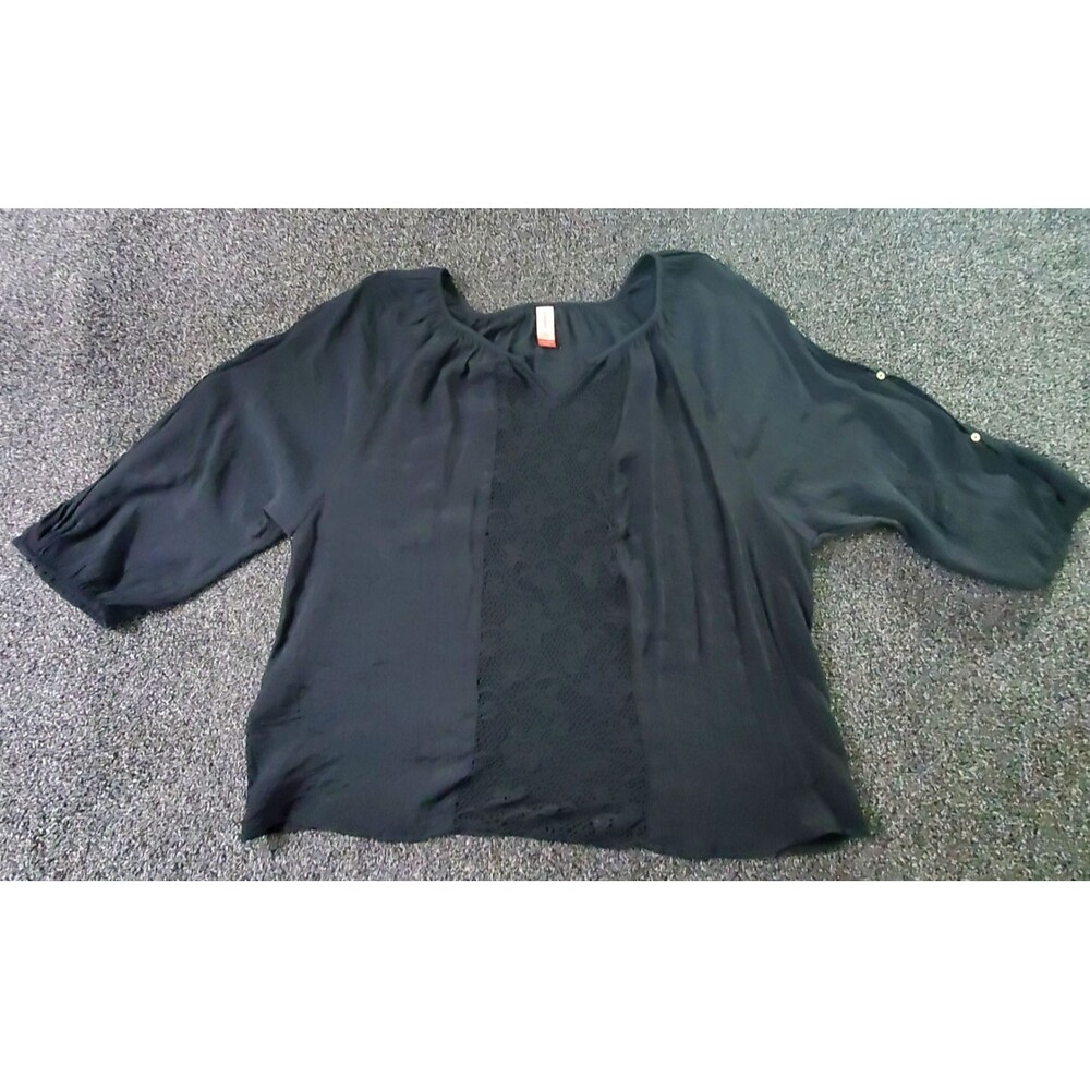 No Boundaries Blouse Women's XXL 19 Black Sheer Lacy Sexy Top Goth Cutout Sleeve